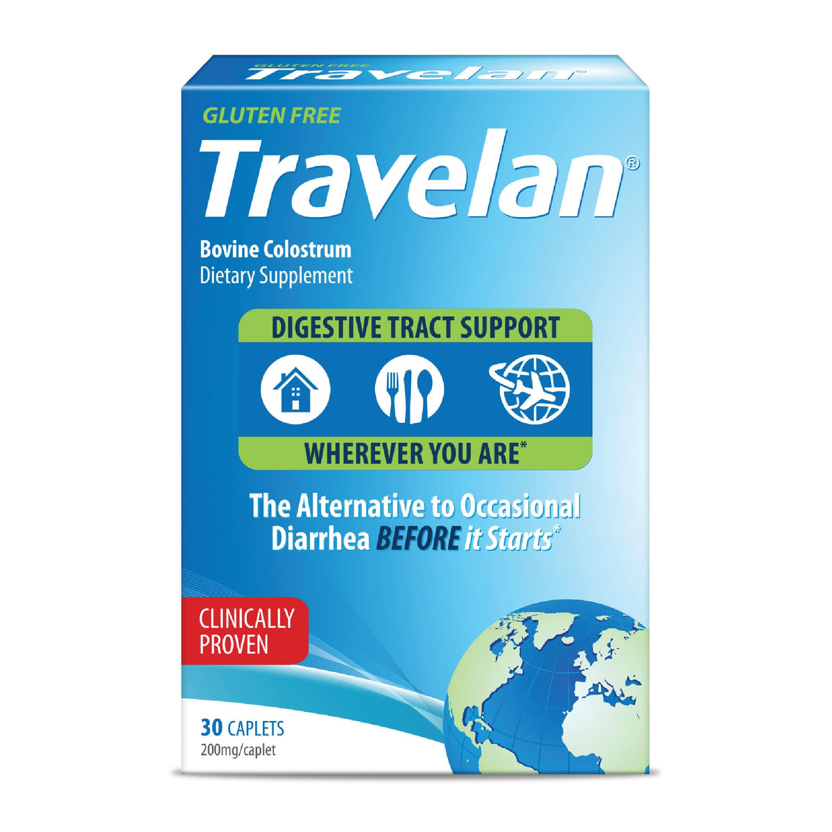 Travelan anti-diarrhea pill packaging for travel health on the go.