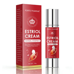 TravelMaster bioidentical estriol cream packaging shows gentle pH-balanced formula for intimate care.