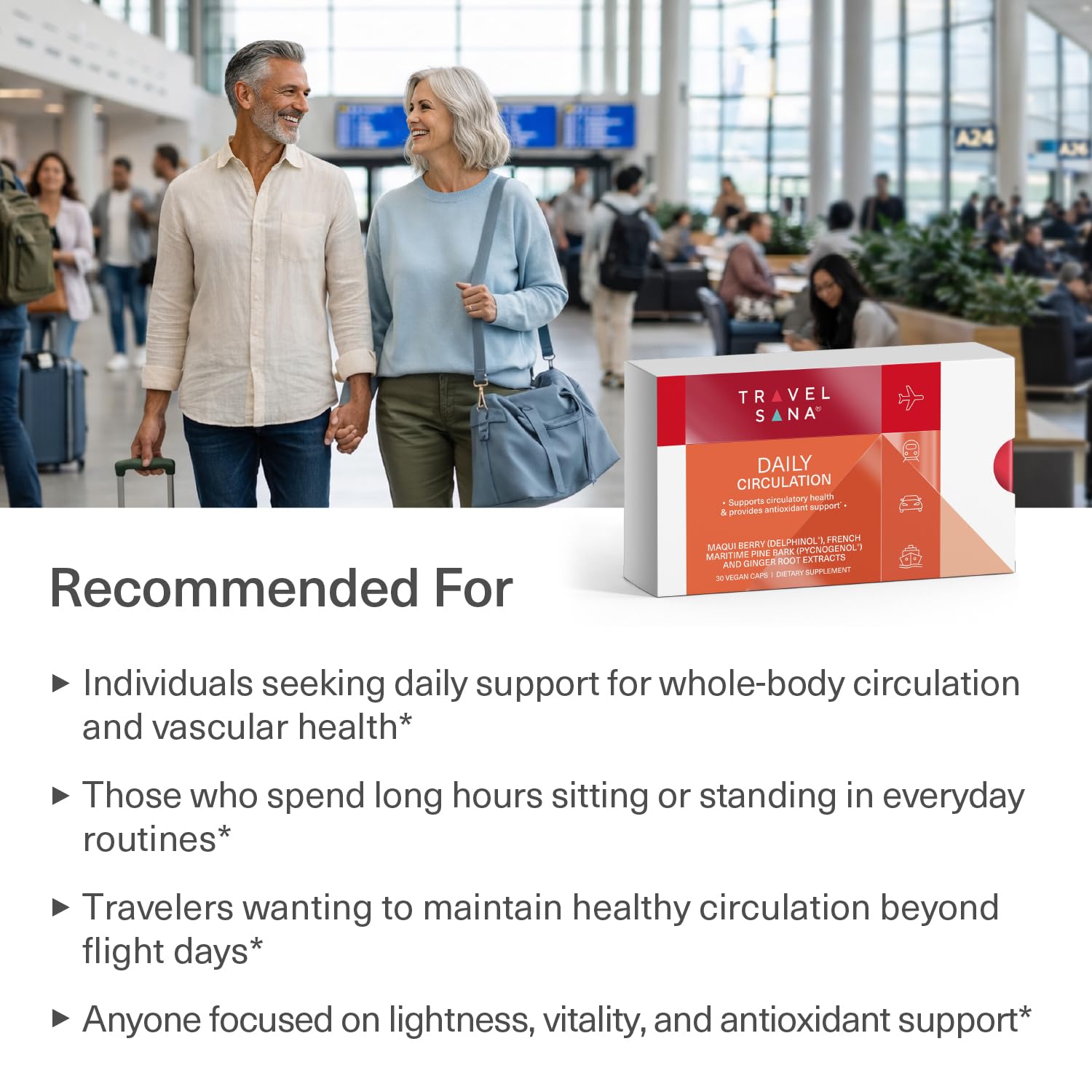 TRAVELSANA Daily Circulation lifestyle shot for active travel support