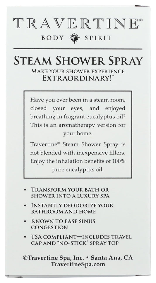 Travertine Spa Steam Shower Spray eucalyptus pour highlights a refreshing steam room moment.