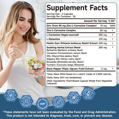 Trawecual ingredients like DGL and slippery elm highlighted.