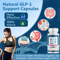 Trawecual GLP-1 capsules close-up with 34 in 1 formula for gut health