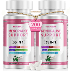 Trawecual menopause bottle on table for convenient daily use.