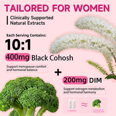 Trawecual menopause bottle pour demonstrates simple two capsule dosage.