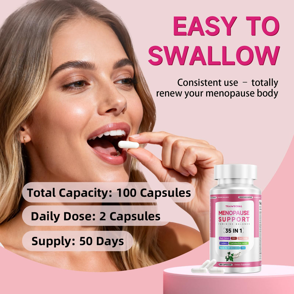 Trawecual menopause energy and immunity support visuals suggest vitality.
