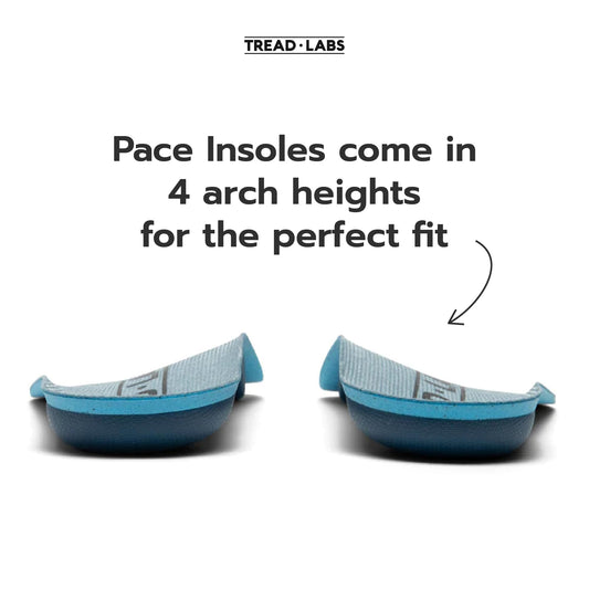 Tread Labs Pace insoles deep heel cup for targeted stabilization.
