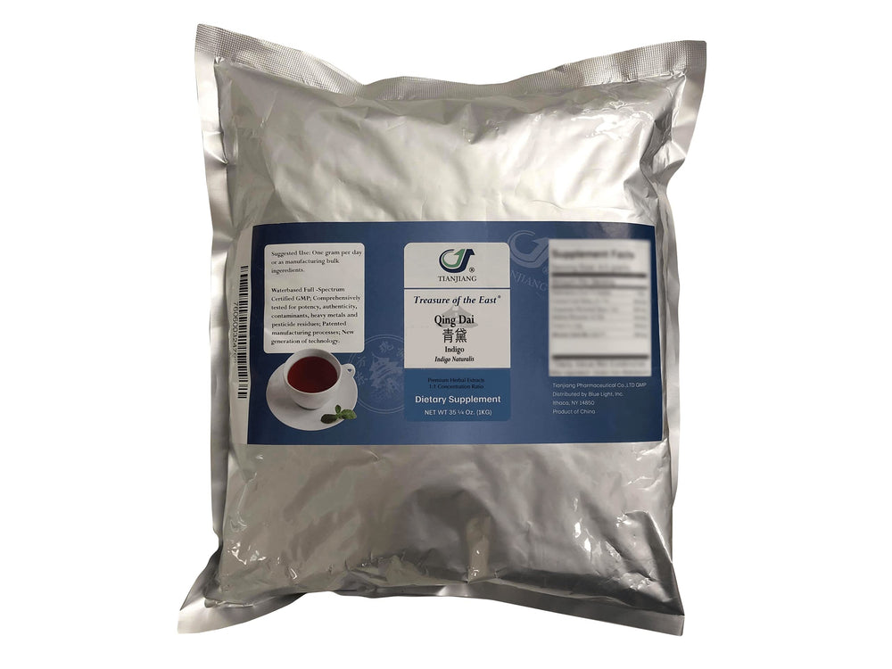Treasure of the East Indigo Qing Dai powder in a 1 kg jar for easy daily dosing.