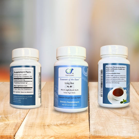 Treasure of the East Long Kui granules pack highlights high-concentration herbal formula.