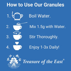Close-up of Treasure of the East Poria Fu Ling granules showing fine texture for mixing.