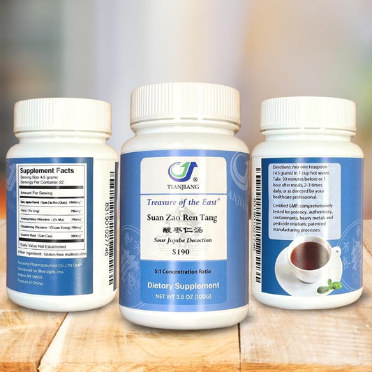 Treasure of the East Suan Zao Ren Tang 5:1 granules tub for quick preparation.