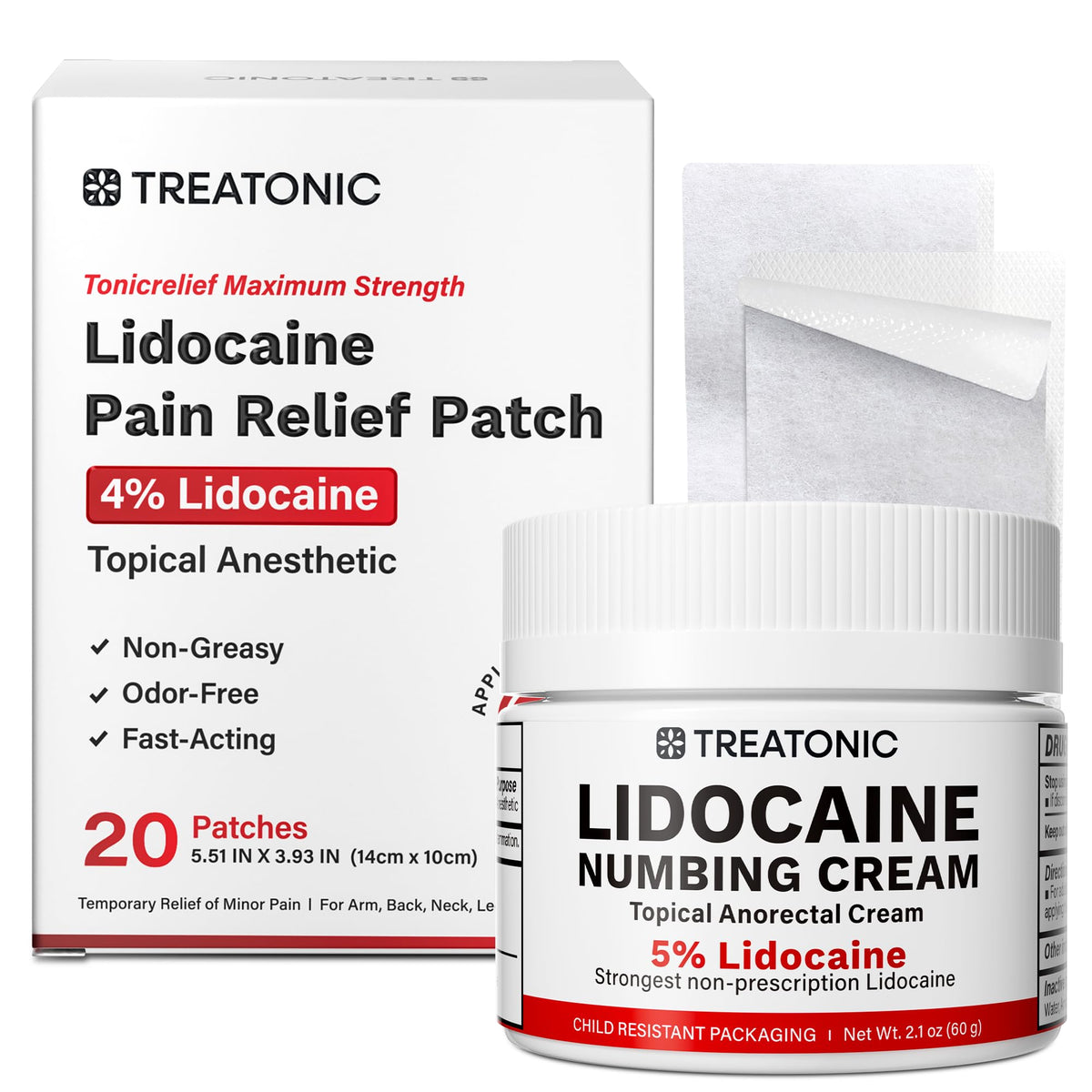 Treatonic 5 percent lidocaine cream tube for quick, targeted numbness.