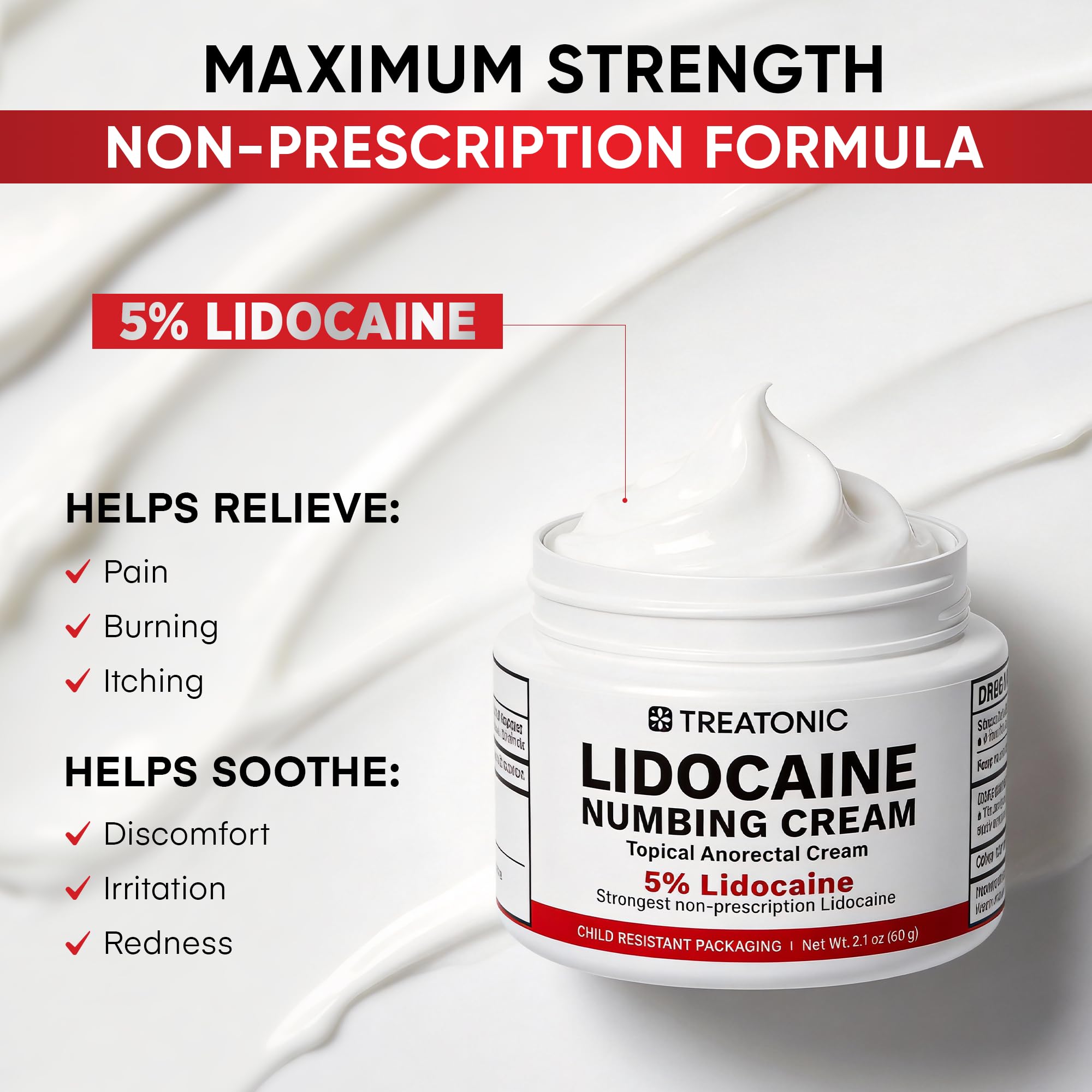 Close-up of Treatonic cream application delivering localized numbness.