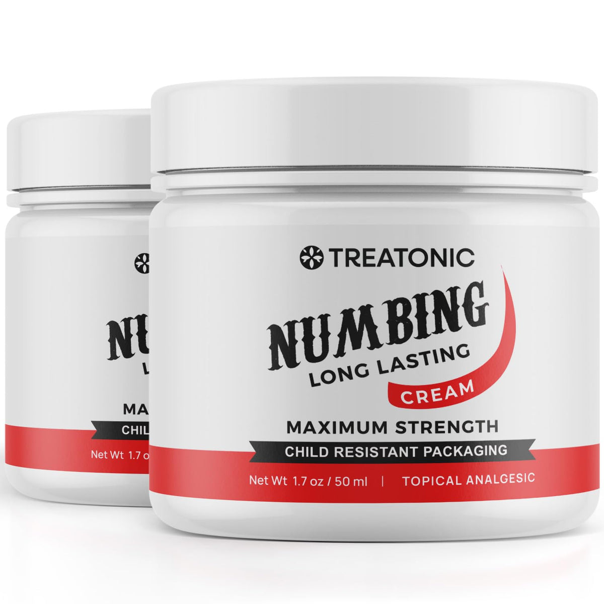 Treatonic Numbing Cream bottle front for fast, non-greasy relief from mild irritation.