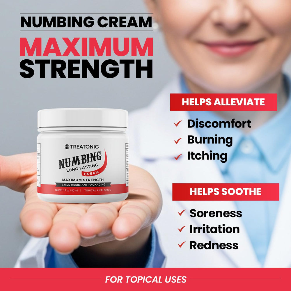 Treatonic Numbing Cream two-pack packaging for convenient at-home use.