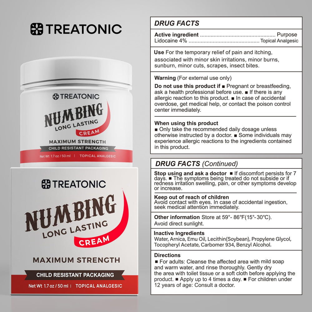 Treatonic Numbing Cream fragrance-free formula is gentle for sensitive skin.