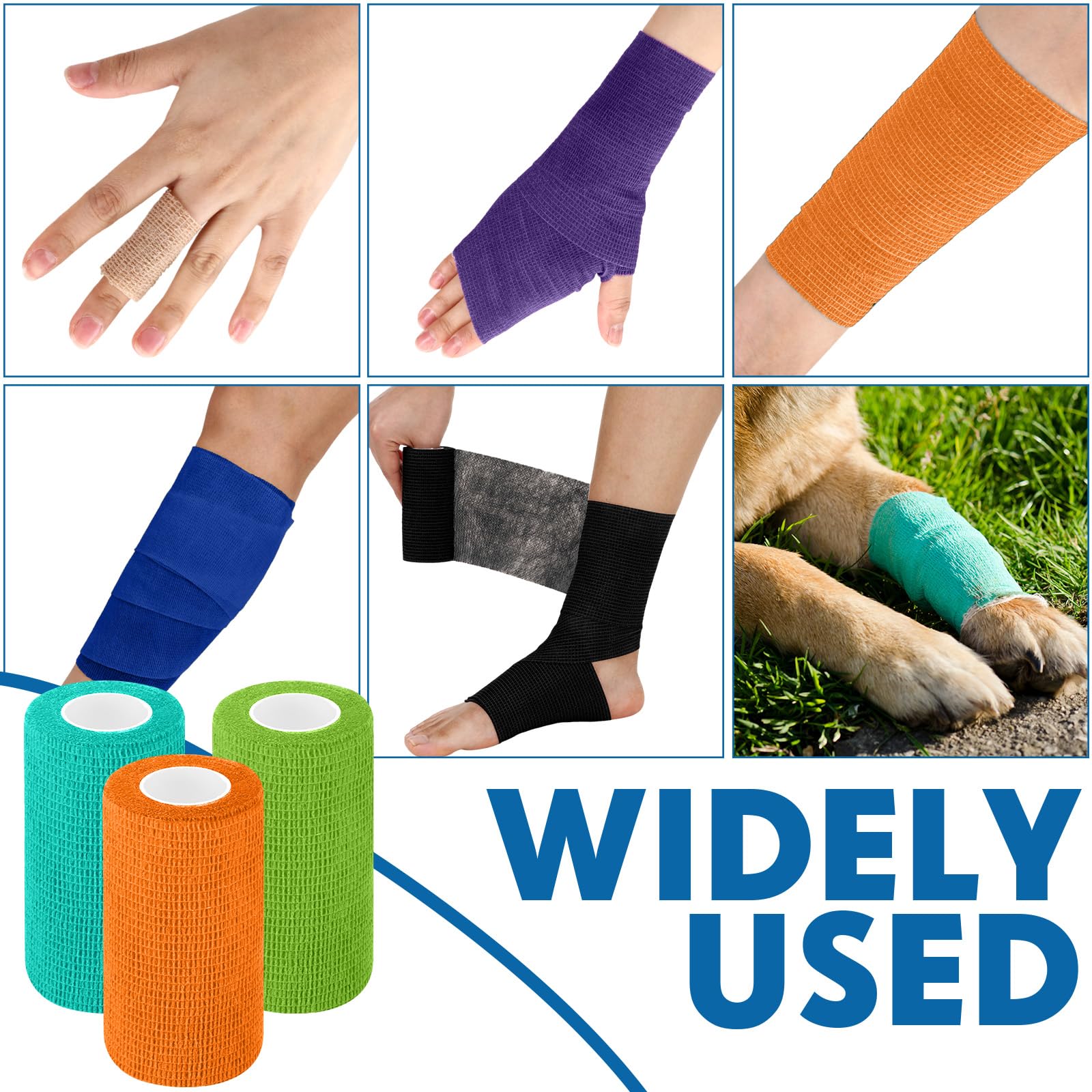 Treela bandage wrap can be applied to wrists, ankles, knees for flexible support during sport.