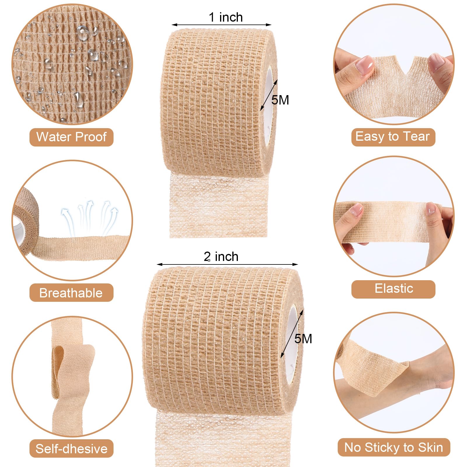 Treela cohesive bandage 2in 5yd nude; versatile wrap for larger joints and protection.
