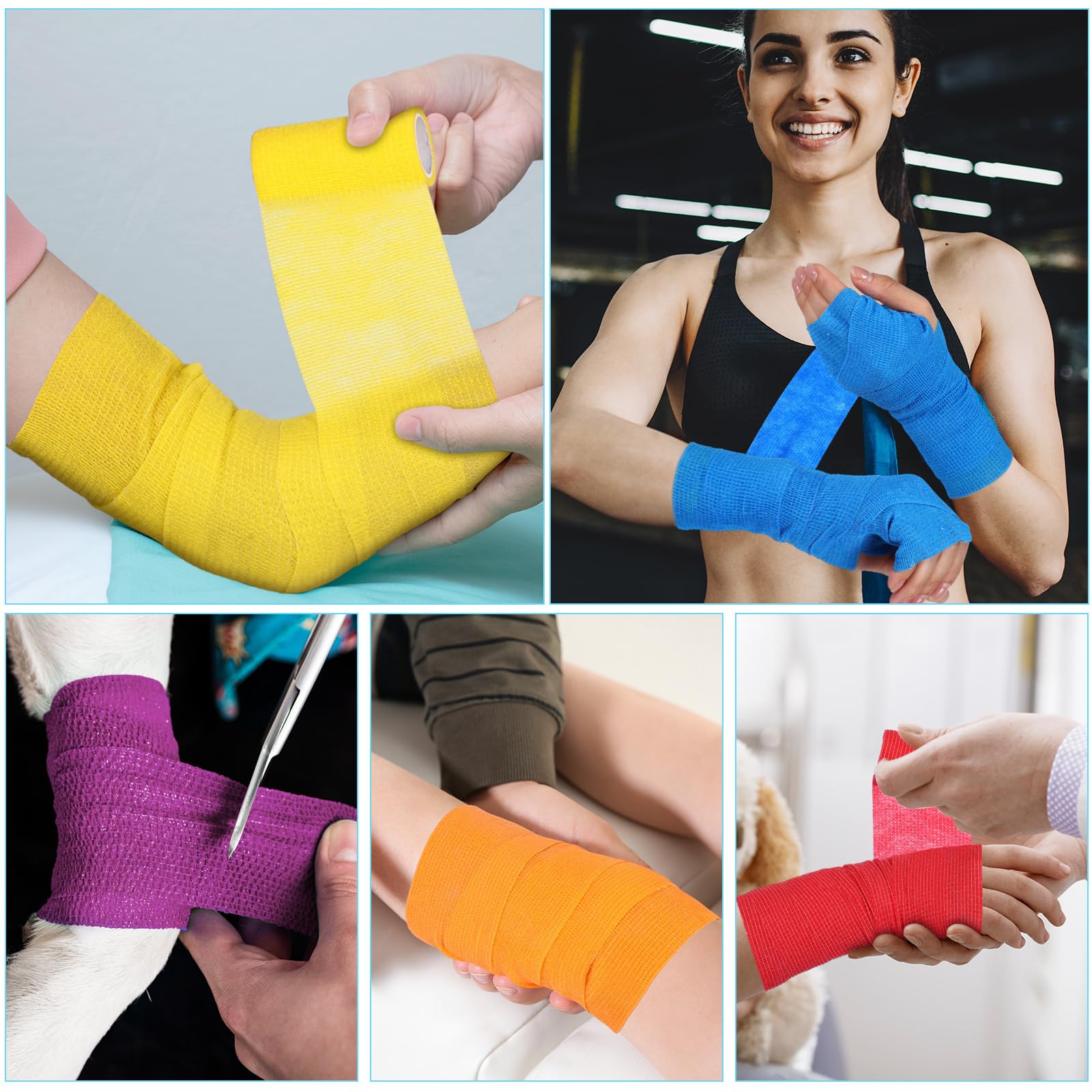 Treela cohesive bandage self-adheres without sticking to skin or hair.