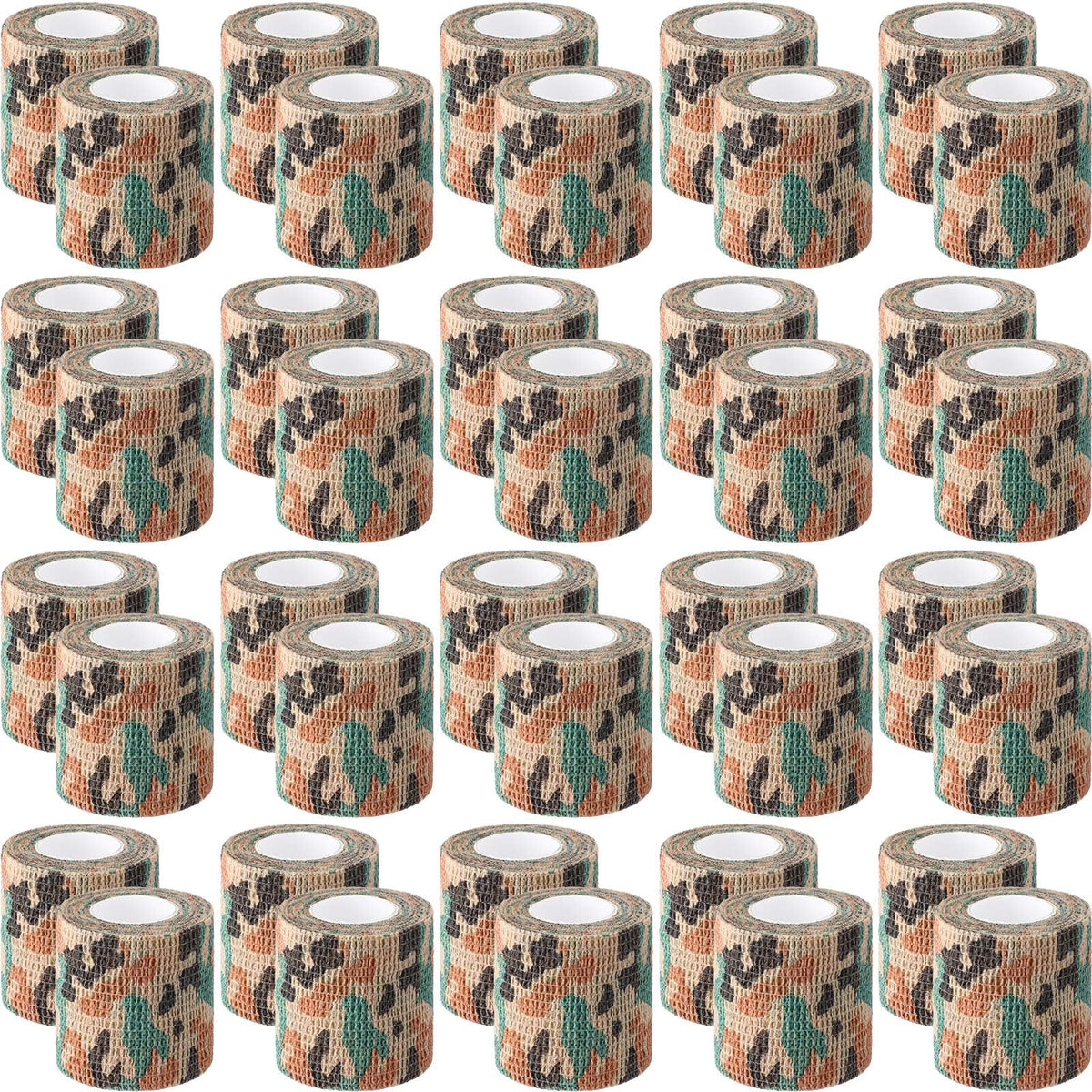 Treela green camo bandage roll close-up, breathable self-adhesive wrap for comfortable use
