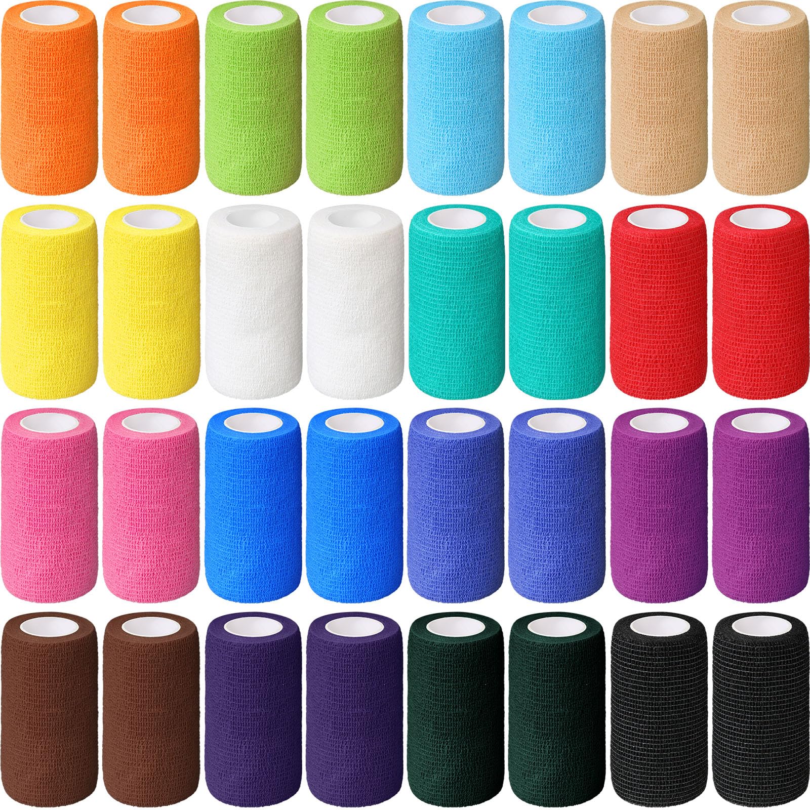 Treela self-adherent bandage rolls in a multi-color pack for versatile sports wraps