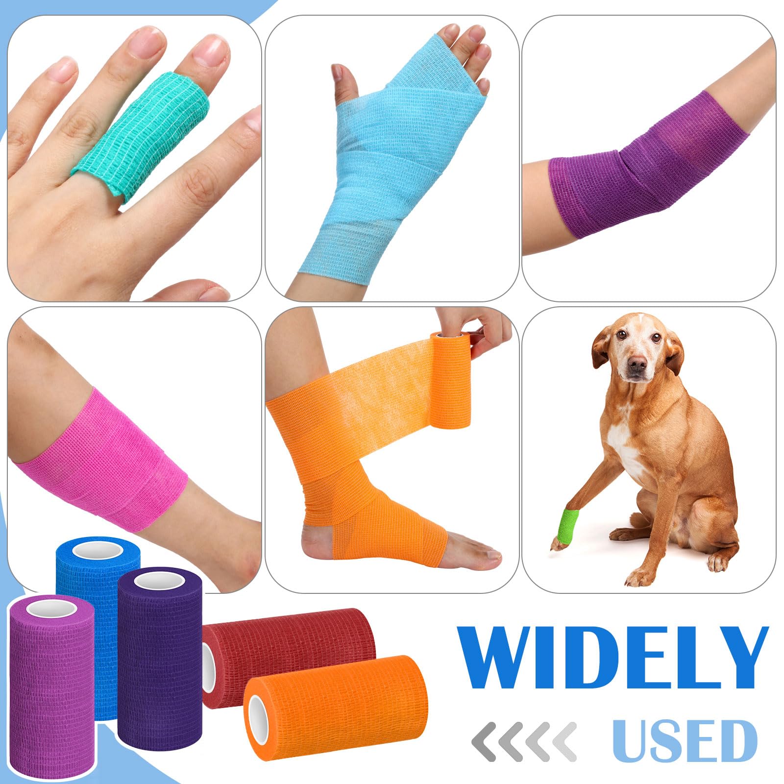 Treela self-adherent bandage wrap on knee delivers flexible protection during movement.