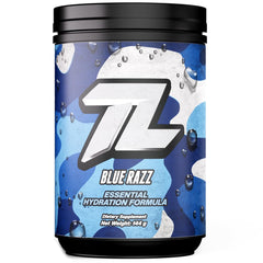 Treigning Lab Blue Razz bottle demonstrates sugar-free hydration benefits.