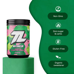 The Treigning Lab glass with watermelon electrolyte drink, a keto-friendly hydration option.