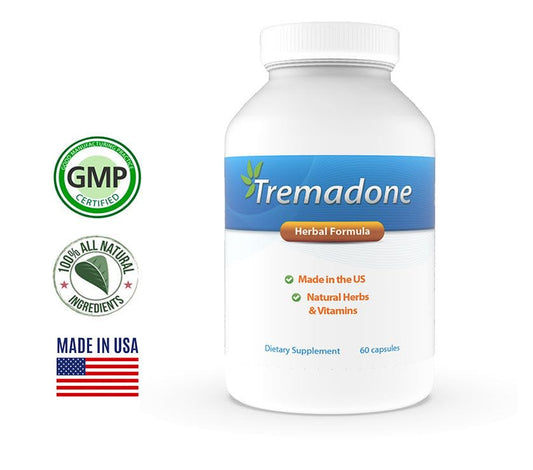 Tremadone bottle side angle showing compact packaging for on-the-go use.