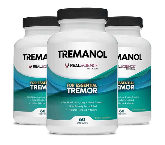 Tremanol Natural Aid bottle front view highlights vitamin B2 and B12 for nervous system support.