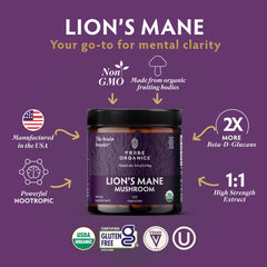 TRIBE ORGANICS Lion’s Mane capsules ready for on-the-go cognitive support.