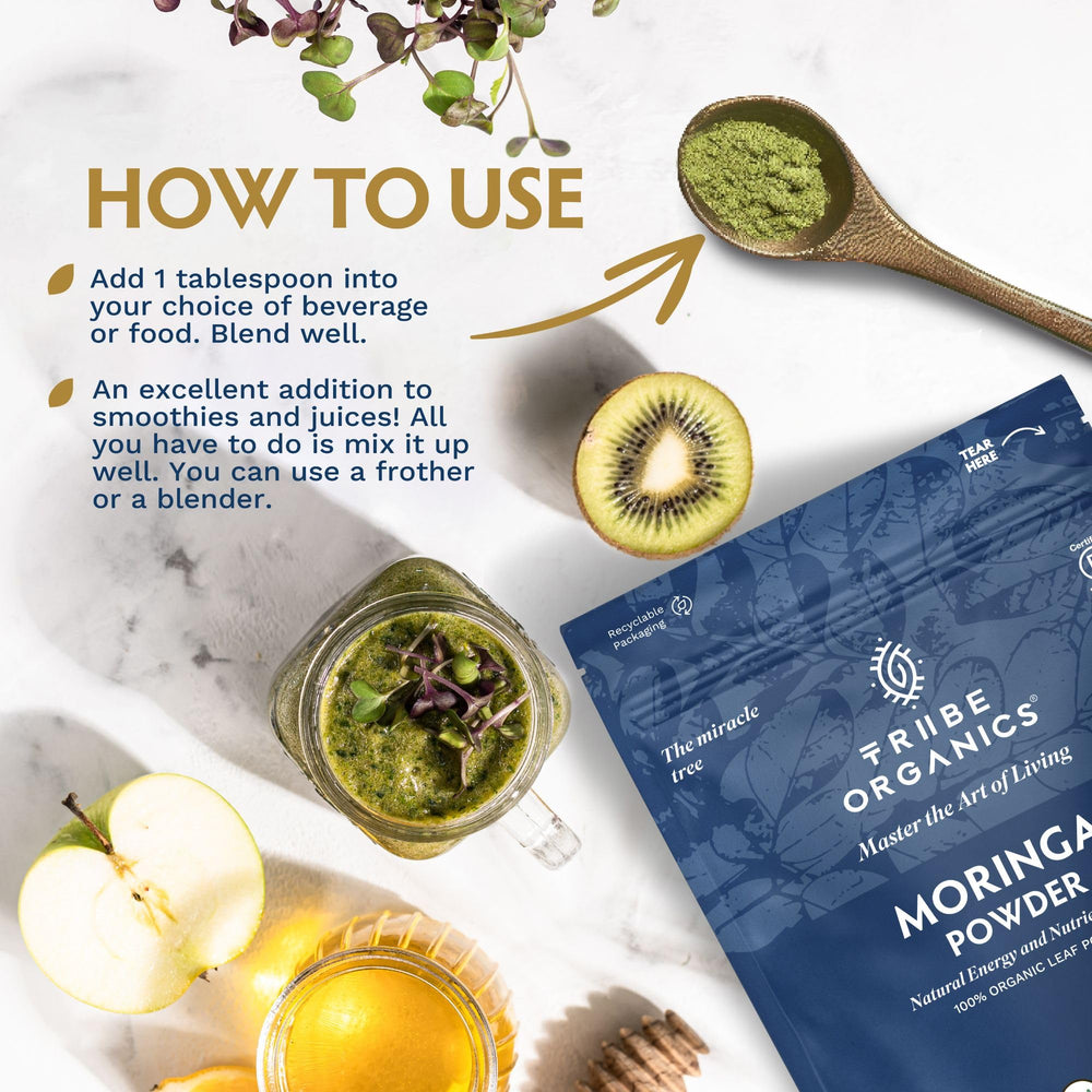 TRIBE ORGANICS Moringa Powder plant-based protein addition for smoothies