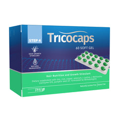 Tricovit Pro softgel bottle supports daily hair health.