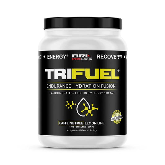 TriFuel Lemon Lime bottle front showcases refreshing hydration for workouts.