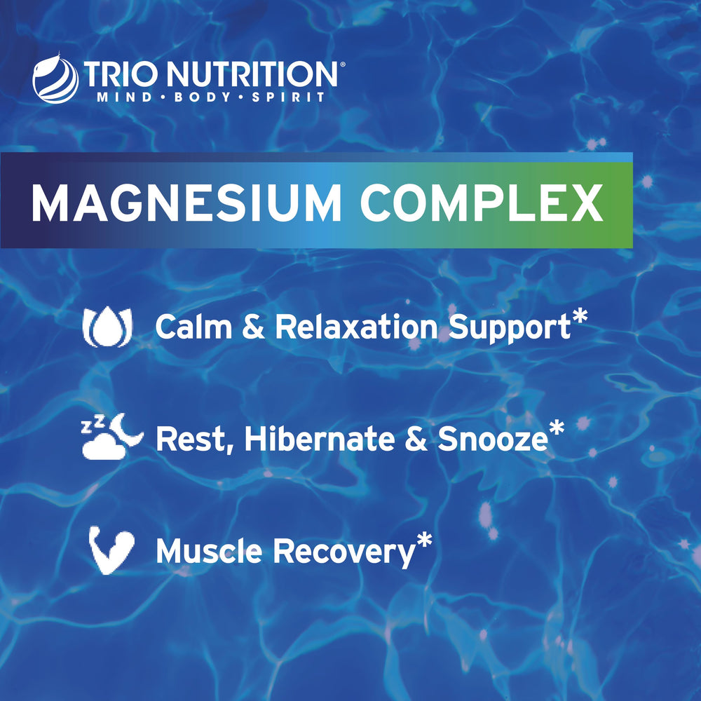 TRIO NUTRITION capsules next to a water glass for daily routine.
