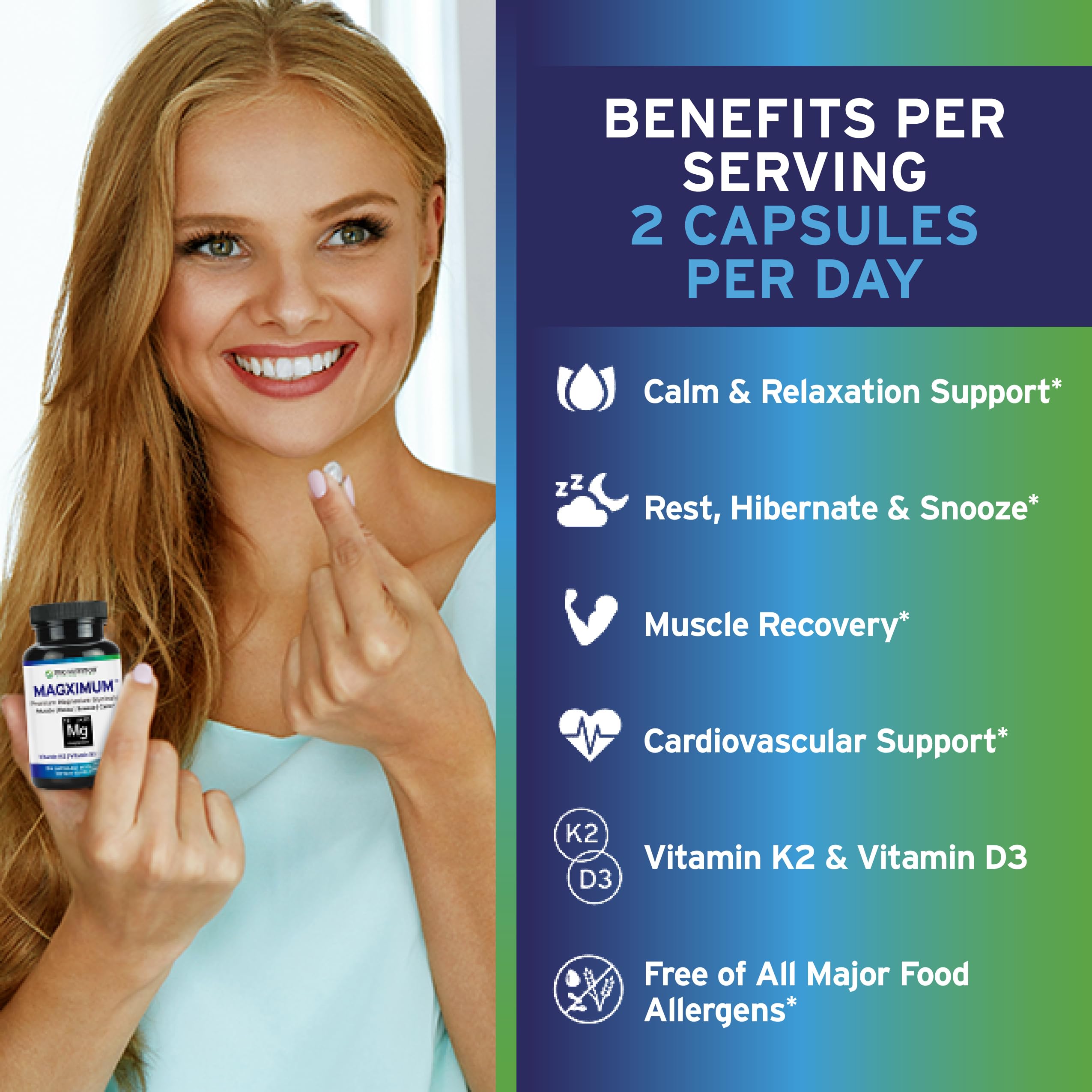 Trio Nutrition MagXimum label detail emphasizes vegan veggie capsules with MCT oil.