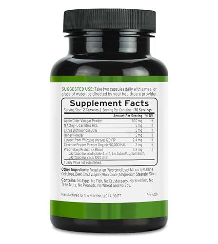 TRIO NUTRITION multi-strain probiotics capsules close-up for digestion