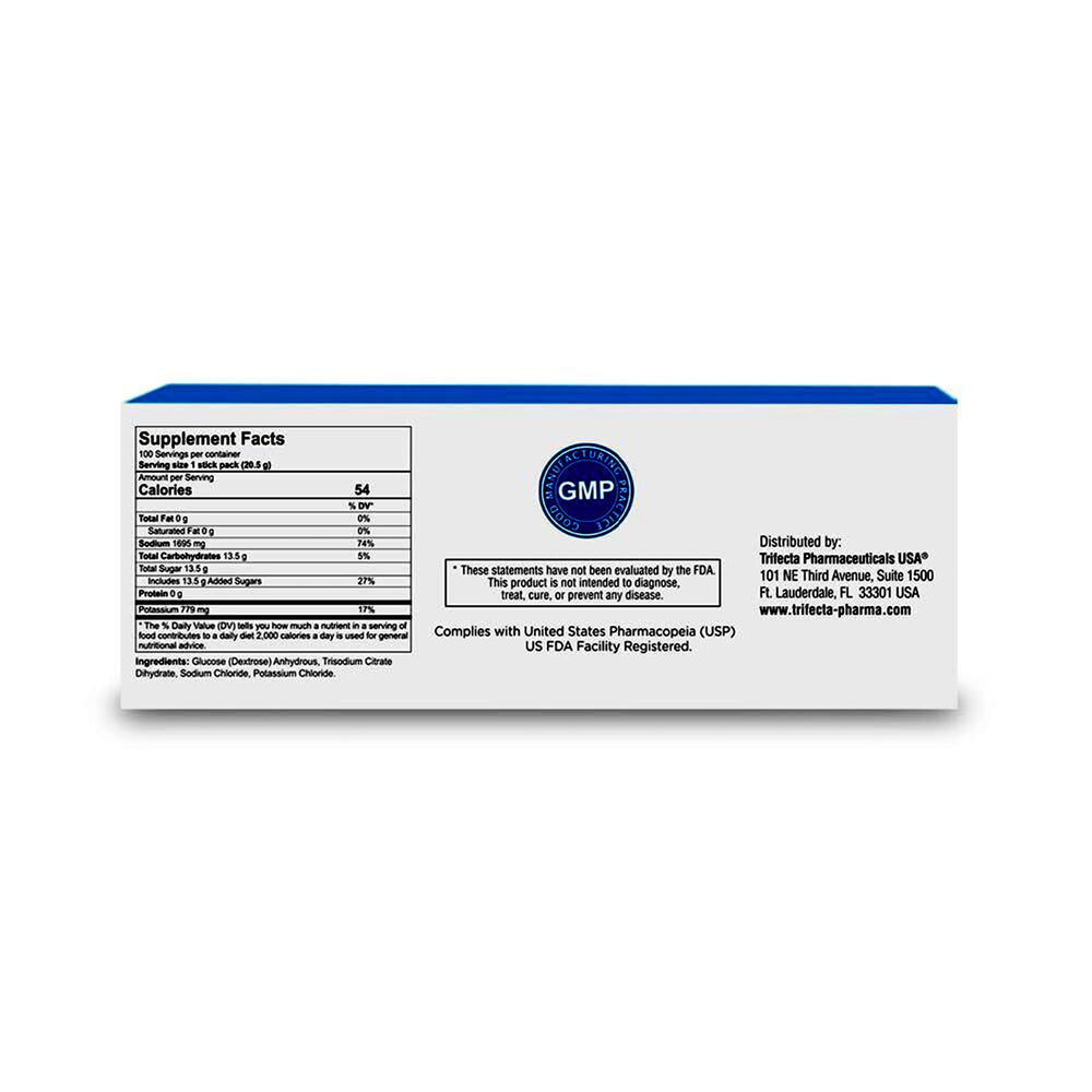 TRIORAL on-the-go drink packet in backpack for outdoor activities.