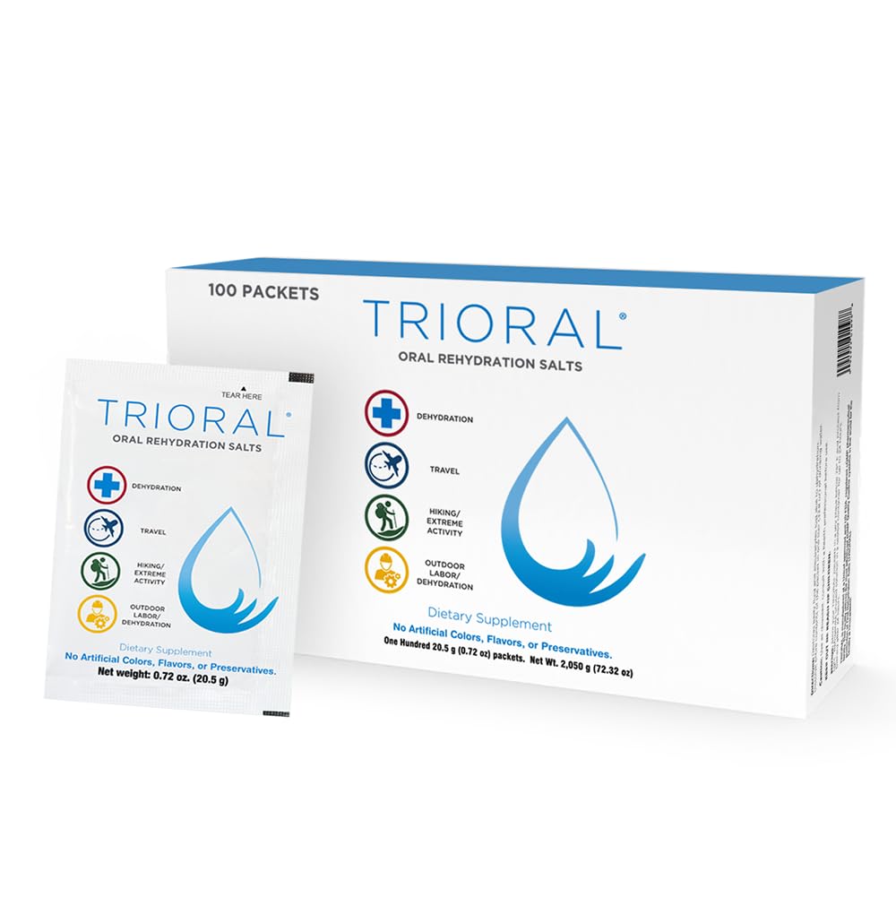 TRIORAL rehydration packets box for convenient hydration during workouts and travel.