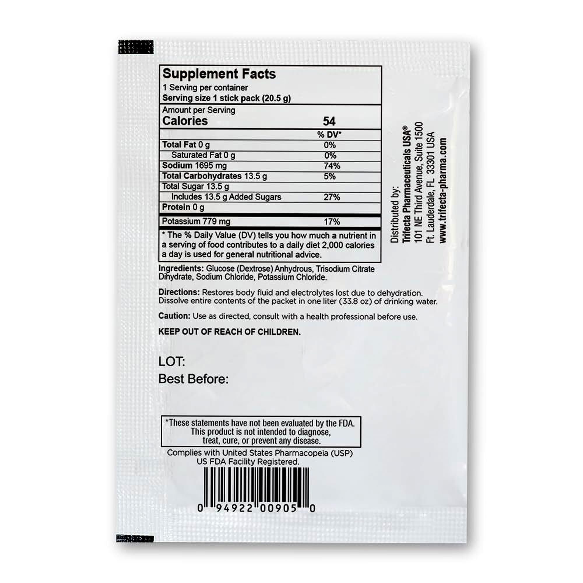 TRIORAL unflavored electrolyte formula with no artificial colors or additives.