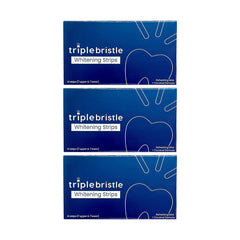 Triple Bristle whitening strips front box with mint coconut scent for freshness