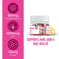 Close-up of the Troomy Shine label highlighting key ingredients.