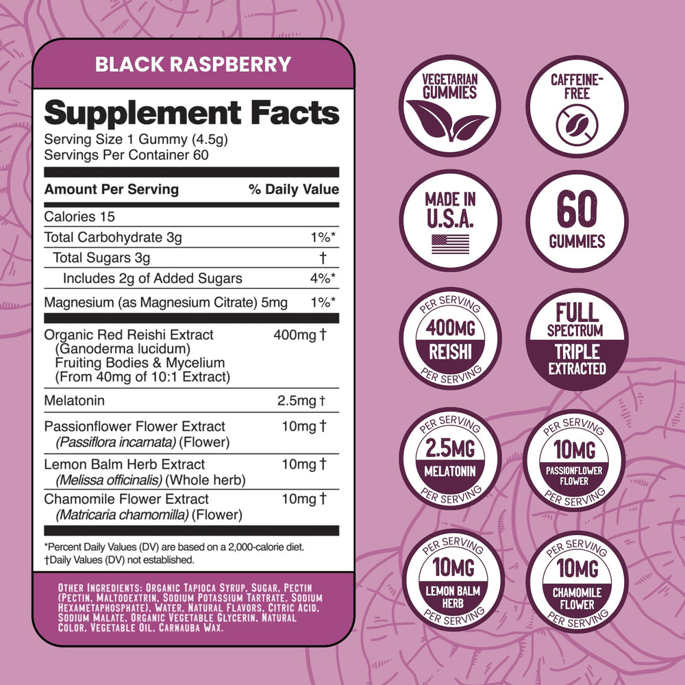Vibrant black raspberry flavor of Troomy Sleep Gummies enhances the routine