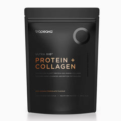 Tropeaka double chocolate protein powder bottle for lean muscle support.
