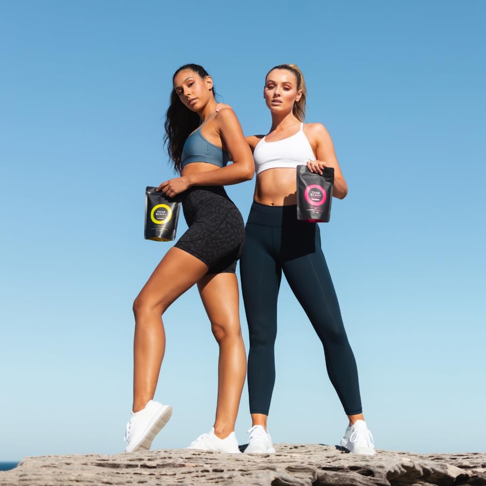 Tropeaka Tone BCAA+ mixed in glass for quick-dissolve energy.