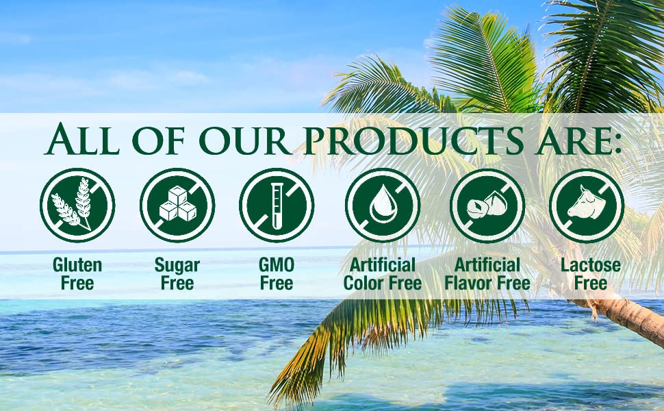 Tropical Oasis gluten-free icon communicates allergen-conscious choice.