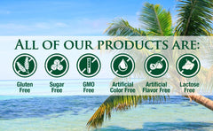 Tropical Oasis gluten-free icon communicates allergen-conscious choice.