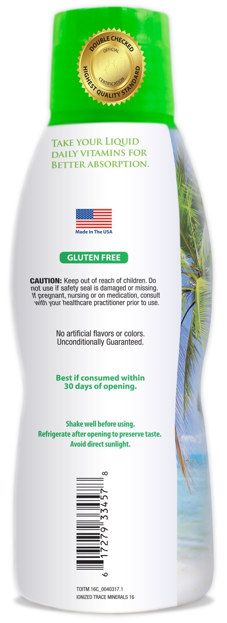 Tropical Oasis label closeup showing natural ingredient list