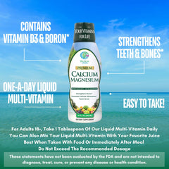 Tropical Oasis Liquid Calcium Magnesium orange flavor label highlighting gluten-free formula