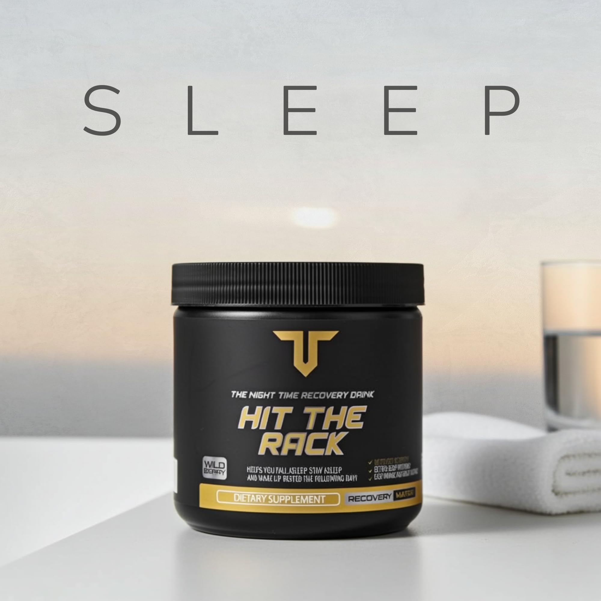 Troponin Hit The Rack ingredients jar hints at calming sleep blends.