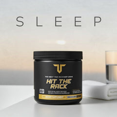 Troponin Hit The Rack ingredients jar hints at calming sleep blends.